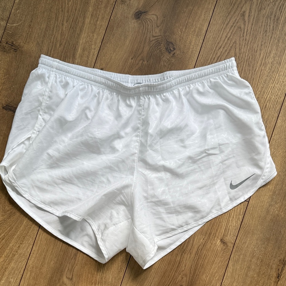 Nike Women's White Athletic Shorts with Gray Logo. Never wear